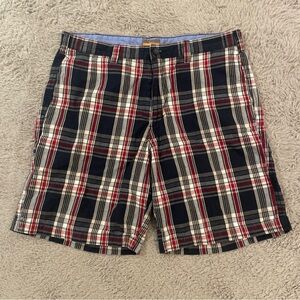 Savane Mens Red White Blue Plaid Shorts Size 34 Preppy Classic America